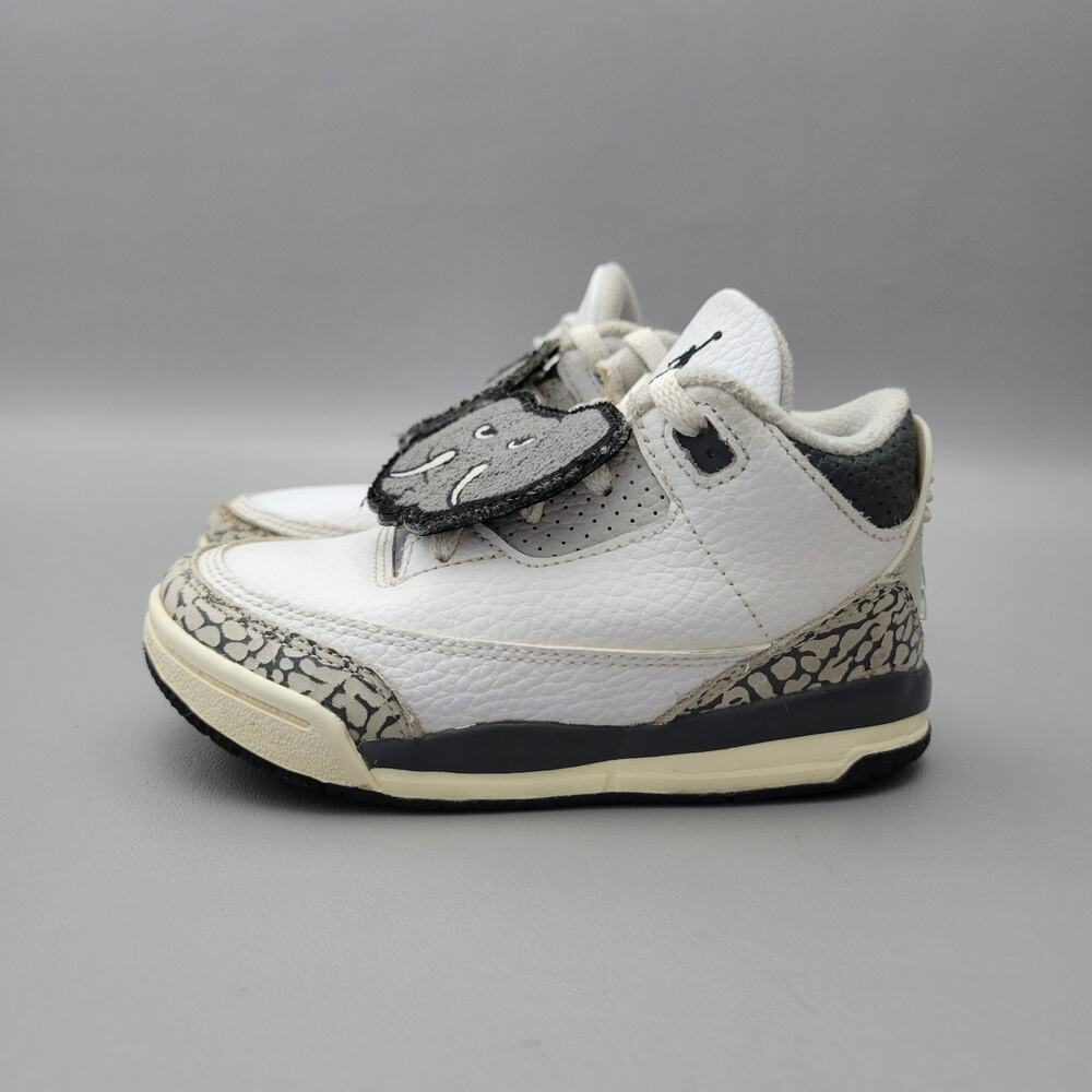 Nike Air Jordan 3 Retro TD size 9C Elephant Shoes FB4415-100